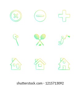 Set of 9 icons, for web, internet, mobile apps, interface design: business, finance, shopping, communication, fitness, computer, media, transportation, travel, easter, christmas, summer, device