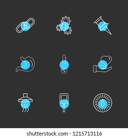 Set of 9 icons, for web, internet, mobile apps, interface design: business, finance, shopping, communication, fitness, computer, media, transportation, travel, easter, christmas, summer, device