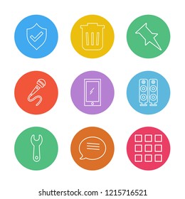 Set of 9 icons, for web, internet, mobile apps, interface design: business, finance, shopping, communication, fitness, computer, media, transportation, travel, easter, christmas, summer, device