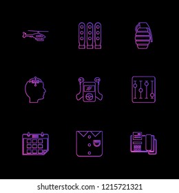 Set of 9 icons, for web, internet, mobile apps, interface design: business, finance, shopping, communication, fitness, computer, media, transportation, travel, easter, christmas, summer, device