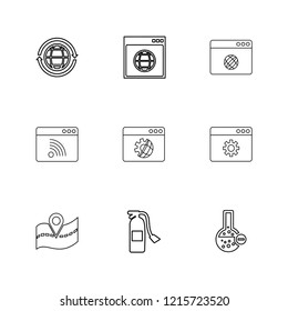 Set of 9 icons, for web, internet, mobile apps, interface design: business, finance, shopping, communication, fitness, computer, media, transportation, travel, easter, christmas, summer, device