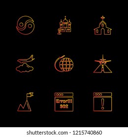 Set of 9 icons, for web, internet, mobile apps, interface design: business, finance, shopping, communication, fitness, computer, media, transportation, travel, easter, christmas, summer, device