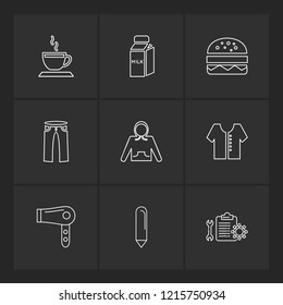Set of 9 icons, for web, internet, mobile apps, interface design: business, finance, shopping, communication, fitness, computer, media, transportation, travel, easter, christmas, summer, device