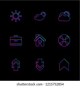 Set of 9 icons, for web, internet, mobile apps, interface design: business, finance, shopping, communication, fitness, computer, media, transportation, travel, easter, christmas, summer, device