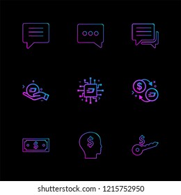 Set of 9 icons, for web, internet, mobile apps, interface design: business, finance, shopping, communication, fitness, computer, media, transportation, travel, easter, christmas, summer, device