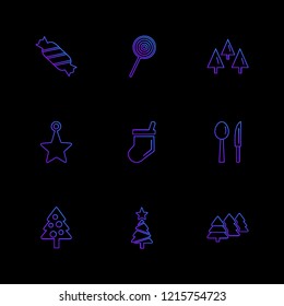 Set of 9 icons, for web, internet, mobile apps, interface design: business, finance, shopping, communication, fitness, computer, media, transportation, travel, easter, christmas, summer, device