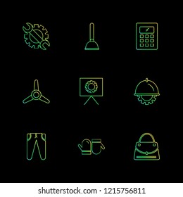 Set of 9 icons, for web, internet, mobile apps, interface design: business, finance, shopping, communication, fitness, computer, media, transportation, travel, easter, christmas, summer, device