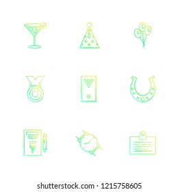 Set of 9 icons, for web, internet, mobile apps, interface design: business, finance, shopping, communication, fitness, computer, media, transportation, travel, easter, christmas, summer, device