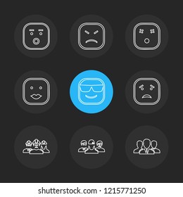 Set of 9 icons, for web, internet, mobile apps, interface design: business, finance, shopping, communication, fitness, computer, media, transportation, travel, easter, christmas, summer, device