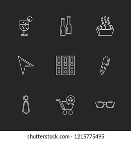 Set of 9 icons, for web, internet, mobile apps, interface design: business, finance, shopping, communication, fitness, computer, media, transportation, travel, easter, christmas, summer, device