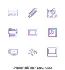 Set of 9 icons, for web, internet, mobile apps, interface design: business, finance, shopping, communication, fitness, computer, media, transportation, travel, easter, christmas, summer, device
