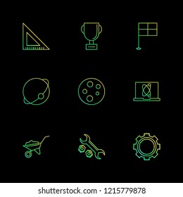 Set of 9 icons, for web, internet, mobile apps, interface design: business, finance, shopping, communication, fitness, computer, media, transportation, travel, easter, christmas, summer, device