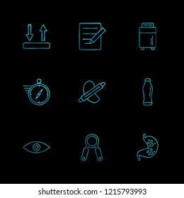 Set of 9 icons, for web, internet, mobile apps, interface design: business, finance, shopping, communication, fitness, computer, media, transportation, travel, easter, christmas, summer, device