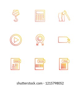 Set of 9 icons, for web, internet, mobile apps, interface design: business, finance, shopping, communication, fitness, computer, media, transportation, travel, easter, christmas, summer, device