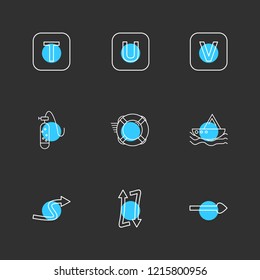 Set of 9 icons, for web, internet, mobile apps, interface design: business, finance, shopping, communication, fitness, computer, media, transportation, travel, easter, christmas, summer, device