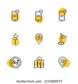 Set of 9 icons, for web, internet, mobile apps, interface design: business, finance, shopping, communication, fitness, computer, media, transportation, travel, easter, christmas, summer, device