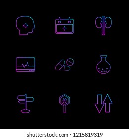 Set of 9 icons, for web, internet, mobile apps, interface design: business, finance, shopping, communication, fitness, computer, media, transportation, travel, easter, christmas, summer, device