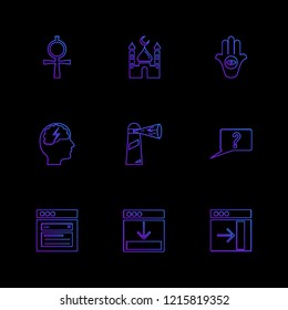 Set of 9 icons, for web, internet, mobile apps, interface design: business, finance, shopping, communication, fitness, computer, media, transportation, travel, easter, christmas, summer, device