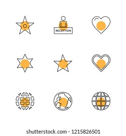 Set of 9 icons, for web, internet, mobile apps, interface design: business, finance, shopping, communication, fitness, computer, media, transportation, travel, easter, christmas, summer, device