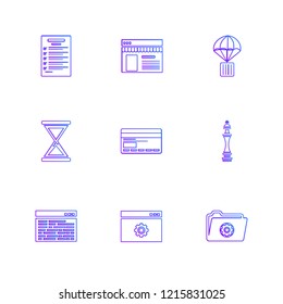 Set of 9 icons, for web, internet, mobile apps, interface design: business, finance, shopping, communication, fitness, computer, media, transportation, travel, easter, christmas, summer, device