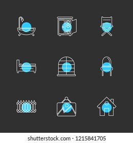 Set of 9 icons, for web, internet, mobile apps, interface design: business, finance, shopping, communication, fitness, computer, media, transportation, travel, easter, christmas, summer, device