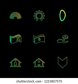 Set of 9 icons, for web, internet, mobile apps, interface design: business, finance, shopping, communication, fitness, computer, media, transportation, travel, easter, christmas, summer, device