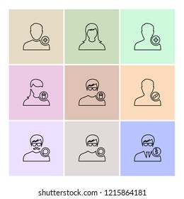 Set of 9 icons, for web, internet, mobile apps, interface design: business, finance, shopping, communication, fitness, computer, media, transportation, travel, easter, christmas, summer, device