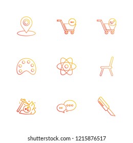 Set of 9 icons, for web, internet, mobile apps, interface design: business, finance, shopping, communication, fitness, computer, media, transportation, travel, easter, christmas, summer, device