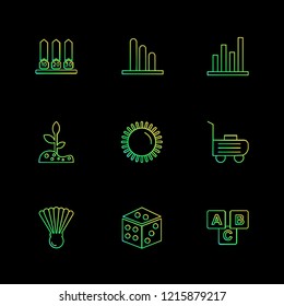 Set of 9 icons, for web, internet, mobile apps, interface design: business, finance, shopping, communication, fitness, computer, media, transportation, travel, easter, christmas, summer, device