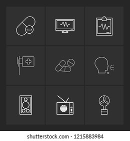 Set of 9 icons, for web, internet, mobile apps, interface design: business, finance, shopping, communication, fitness, computer, media, transportation, travel, easter, christmas, summer, device