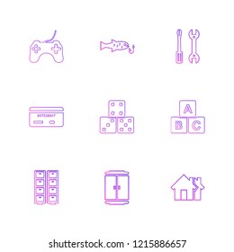 Set of 9 icons, for web, internet, mobile apps, interface design: business, finance, shopping, communication, fitness, computer, media, transportation, travel, easter, christmas, summer, device