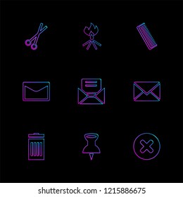Set of 9 icons, for web, internet, mobile apps, interface design: business, finance, shopping, communication, fitness, computer, media, transportation, travel, easter, christmas, summer, device