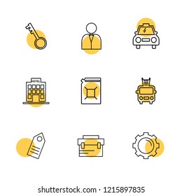 Set of 9 icons, for web, internet, mobile apps, interface design: business, finance, shopping, communication, fitness, computer, media, transportation, travel, easter, christmas, summer, device