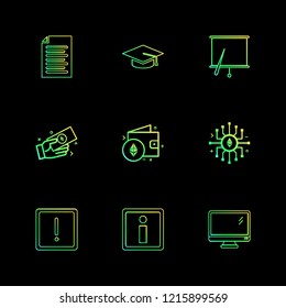 Set of 9 icons, for web, internet, mobile apps, interface design: business, finance, shopping, communication, fitness, computer, media, transportation, travel, easter, christmas, summer, device