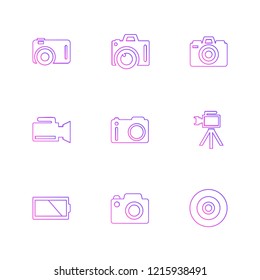Set of 9 icons, for web, internet, mobile apps, interface design: business, communication, computer, media, device