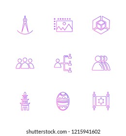 Set of 9 icons, for web, internet, mobile apps, interface design: business, communication, computer, media,  travel, Easter, Christmas, device