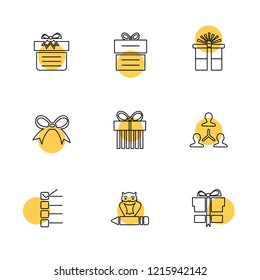 Set of 9 icons, for web, internet, mobile apps, interface design: business, finance, shopping, media, Easter, Christmas, 