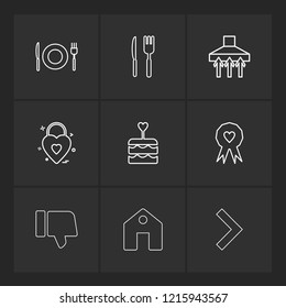 Set of 9 icons, for web, internet, mobile apps, interface design: business, communication, computer, media,  device