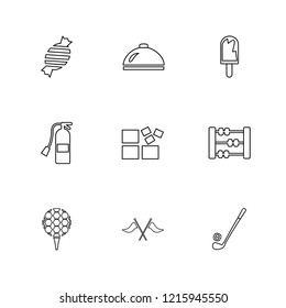 Set of 9 icons, for web, internet, mobile apps, interface design: business,  communication, fitness, computer, media, device