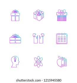 Set of 9 icons, for web, internet, mobile apps, interface design: business, finance, shopping, communication, computer, media, easter, Christmas,  device