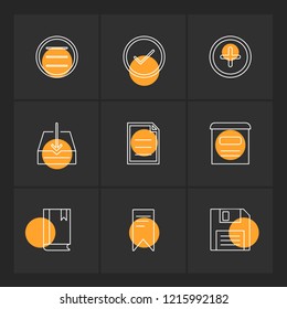 Set of 9 icons, for web, internet, mobile apps, interface design: business, finance, shopping, communication, fitness, computer, media, transportation, travel, easter, christmas, summer, device