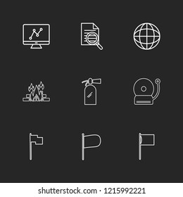 Set of 9 icons, for web, internet, mobile apps, interface design: business, finance, shopping, communication, fitness, computer, media, transportation, travel, easter, christmas, summer, device