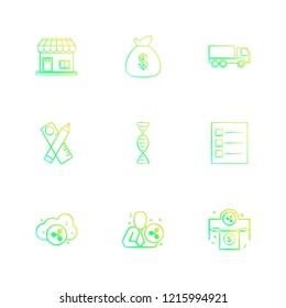 Set of 9 icons, for web, internet, mobile apps, interface design: business, finance, shopping, communication, fitness, computer, media, transportation, travel, easter, christmas, summer, device
