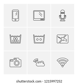 Set of 9 icons, for web, internet, mobile apps, interface design: business, finance, shopping, communication, fitness, computer, media, transportation, travel, easter, christmas, summer, device