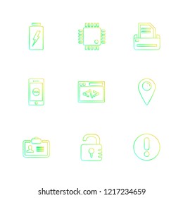 Set of 9 icons, for web, internet, mobile apps, interface design: business, finance, shopping, communication, fitness, computer, media, transportation, travel, easter, christmas, summer, device