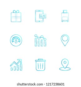 Set of 9 icons, for web, internet, mobile apps, interface design: business, finance, shopping, communication, fitness, computer, media, transportation, travel, easter, christmas, summer, device