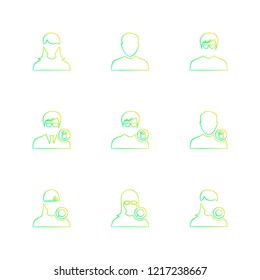 Set of 9 icons, for web, internet, mobile apps, interface design: business, finance, shopping, communication, fitness, computer, media, transportation, travel, easter, christmas, summer, device