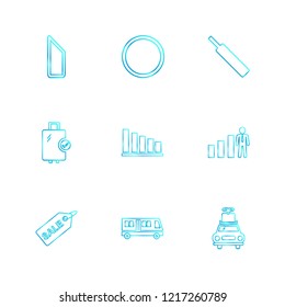 Set of 9 icons, for web, internet, mobile apps, interface design: business, finance, shopping, communication, fitness, computer, media, transportation, travel, easter, christmas, summer, device