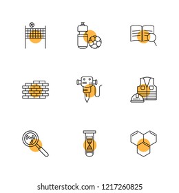 Set of 9 icons, for web, internet, mobile apps, interface design: business, finance, shopping, communication, fitness, computer, media, transportation, travel, easter, christmas, summer, device