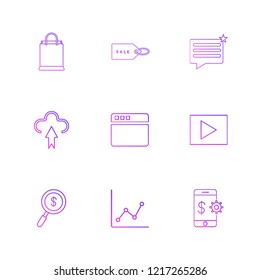 Set of 9 icons, for web, internet, mobile apps, interface design: business, finance, shopping, communication, fitness, computer, media, transportation, travel, easter, christmas, summer, device